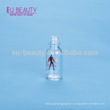 Bouteille d&#39;huile essentielle transparente de 20 ml avec sérigraphie pour l&#39;huile cosmétique